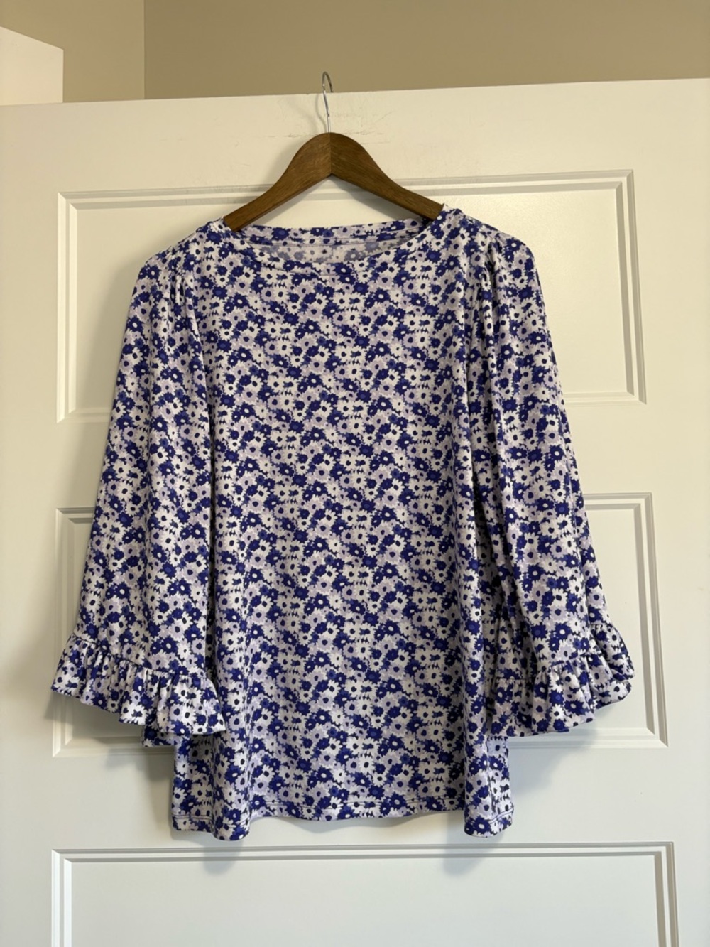 Michael Kors Purple Floral Ruffle-Sleeve Blouse